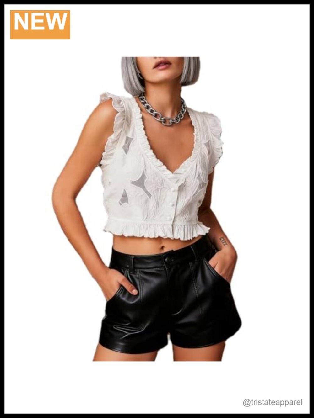 Y2K Embroidered Crop Tank Top Sleeveless Ruffle Blouse